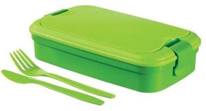 Cutie/caserola alimente, plastic, etansa, cu tacamuri, verde, 1.3 L, 23x13x7 cm, Curver