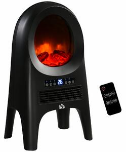 HOMCOM Încălzitor cu Ventilator cu 3 Moduri de Încălzire și Temperatură Reglabilă, Aparat de Încălzire, 33,7x25,5x60,4 cm, Negru | Aosom Romania
