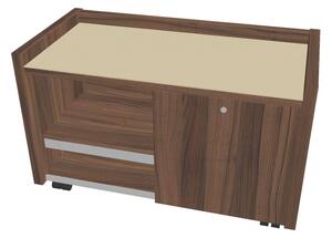 Comodă mobilă Verno 100 x 50 cm cu sticlă, dreapta, nuc / vanilie