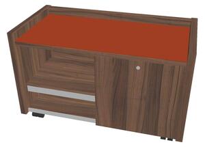 Comodă mobilă Verno 100 x 50 cm cu sticlă, dreapta, nuc / portocaliu
