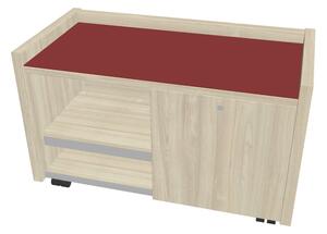 Comodă mobilă Verno 100 x 50 cm cu sticlă, dreapta, salcâm / roșu