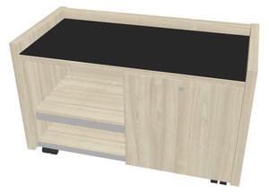 Comodă mobilă Verno 100 x 50 cm cu sticlă, dreapta, salcâm / negru
