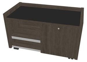 Comodă mobilă Verno 100 x 50 cm cu sticlă, dreapta, stejar antracit / negru