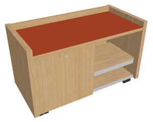 Comodă mobilă Verno 100 x 50 cm cu sticlă, stânga, stejar deschis / portocaliu