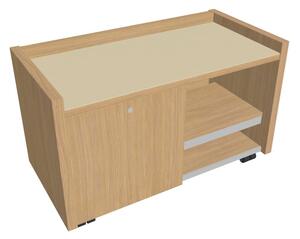 Comodă mobilă Verno 100 x 50 cm cu sticlă, stânga, stejar deschis / vanilie