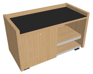 Comodă mobilă Verno 100 x 50 cm cu sticlă, stânga, stejar deschis / negru
