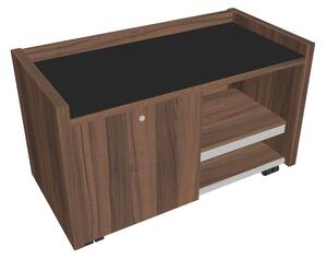 Comodă mobilă Verno 100 x 50 cm cu sticlă, stânga, nuc / negru