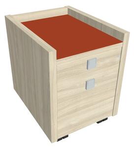 Comodă mobilă Verno 47 x 60 cm cu sticlă, 2 sertare, salcâm / portocaliu