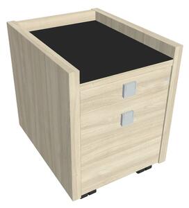 Comodă mobilă Verno 47 x 60 cm cu sticlă, 2 sertare, salcâm / negru