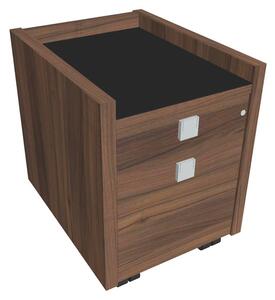 Comodă mobilă Verno 47 x 60 cm cu sticlă, 2 sertare, nuc / negru