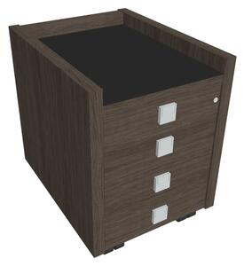 Comodă mobilă Verno 47 x 60 cm cu sticlă, 4 sertare, stejar antracit / negru