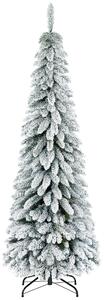 HOMCOM Brad Artificial de Craciun Inalt 180cm, Decor Tip Creion cu 523 de Crengute Pline de Zapada, Forma Coborata, Baza din Otel