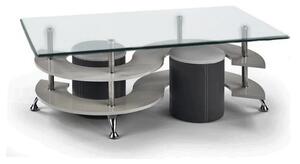 Set masuta cu 2 taburete NINA 5, transparent/crom, 130x70x42 cm