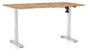 Masă înălțime reglabilă OfficeTech A, 120 x 80 cm, picioare albe, stejar kraft