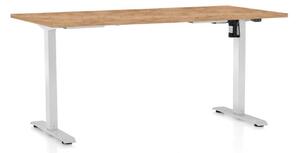 Masă înălțime reglabilă OfficeTech A, 160 x 80 cm, picioare albe, stejar kraft