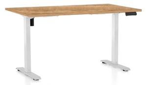 Masă înălțime reglabilă OfficeTech B, 120 x 80 cm, picioare albe, stejar auriu