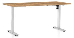 Masă înălțime reglabilă OfficeTech A, 160 x 80 cm, picioare albe, stejar auriu