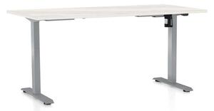 Masă înălțime reglabilă OfficeTech A, 160 x 80 cm, picioare gri, frasin alb