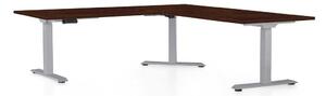 Masă înălțime reglabilă OfficeTech Angle, 180 x 200 cm, picioare gri, wenge