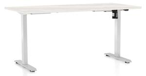 Masă înălțime reglabilă OfficeTech A, 160 x 80 cm, picioare albe, frasin alb
