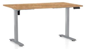 Masă înălțime reglabilă OfficeTech B, 120 x 80 cm, picioare gri, stejar auriu