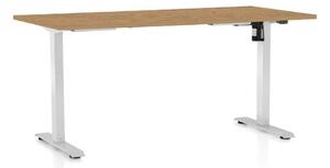 Masă înălțime reglabilă OfficeTech A, 160 x 80 cm, picioare albe, stejar piatra