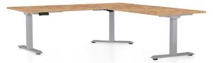 Masă înălțime reglabilă OfficeTech Angle, 180 x 200 cm, picioare gri, stejar kraft