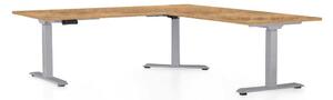 Masă înălțime reglabilă OfficeTech Angle, 180 x 200 cm, picioare gri, stejar auriu