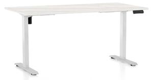 Masă înălțime reglabilă OfficeTech B, 160 x 80 cm, picioare albe, frasin alb