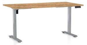 Masă înălțime reglabilă OfficeTech B, 160 x 80 cm, picioare gri, stejar auriu