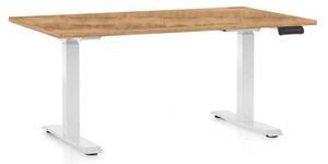 Masă înălțime reglabilă OfficeTech C, 120 x 80 cm, picioare albe, stejar auriu