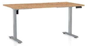 Masă înălțime reglabilă OfficeTech B, 160 x 80 cm, picioare gri, stejar kraft
