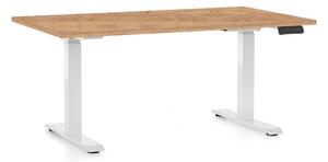 Masă înălțime reglabilă OfficeTech C, 120 x 80 cm, picioare albe, stejar kraft