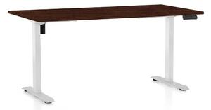 Masă înălțime reglabilă OfficeTech B, 160 x 80 cm, picioare albe, wenge