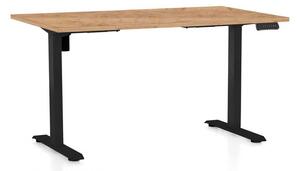 Masă înălțime reglabilă OfficeTech B, 120 x 80 cm, picioare negre, stejar kraft