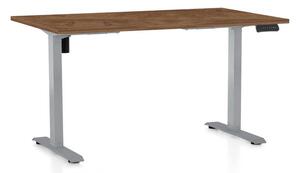 Masă înălțime reglabilă OfficeTech B, 120 x 80 cm, picioare gri, stejar silverjack