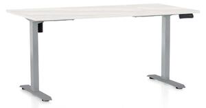 Masă înălțime reglabilă OfficeTech B, 160 x 80 cm, picioare gri, frasin alb