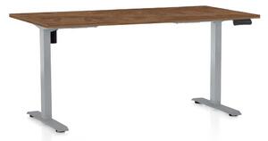 Masă înălțime reglabilă OfficeTech B, 160 x 80 cm, picioare gri, stejar silverjack