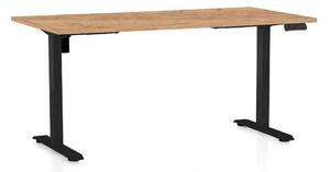 Masă înălțime reglabilă OfficeTech B, 160 x 80 cm, picioare negre, stejar kraft