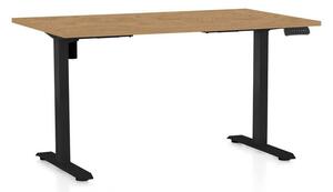 Masă înălțime reglabilă OfficeTech B, 140 x 80 cm, picioare negre, stejar piatra