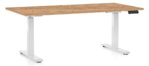 Masă înălțime reglabilă OfficeTech C, 160 x 80 cm, picioare albe, stejar kraft