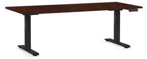Masă înălțime reglabilă OfficeTech C, 180 x 80 cm, picioare negre, wenge
