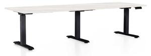 Masă înălțime reglabilă OfficeTech Long, 240 x 80 cm, picioare negre, frasin alb