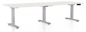 Masă înălțime reglabilă OfficeTech Long, 240 x 80 cm, picioare gri, frasin alb