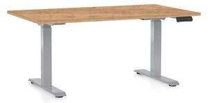 Masă înălțime reglabilă OfficeTech D, 120 x 80 cm, picioare gri, stejar kraft
