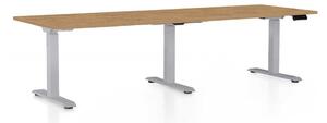 Masă înălțime reglabilă OfficeTech Long, 240 x 80 cm, picioare gri, stejar piatra