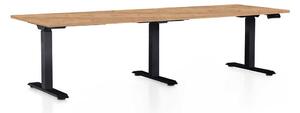 Masă înălțime reglabilă OfficeTech Long, 240 x 80 cm, picioare negre, stejar kraft