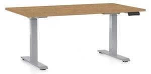 Masă înălțime reglabilă OfficeTech D, 140 x 80 cm, picioare gri, stejar piatra