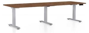Masă înălțime reglabilă OfficeTech Long, 240 x 80 cm, picioare gri, stejar silverjack