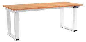 Masă înălțime reglabilă OfficeTech Strong 180 x 80 cm, picioare albe, fag